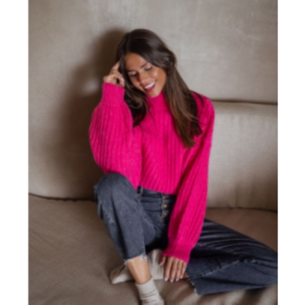 Pink sweater - Long sleeve - Mockneck